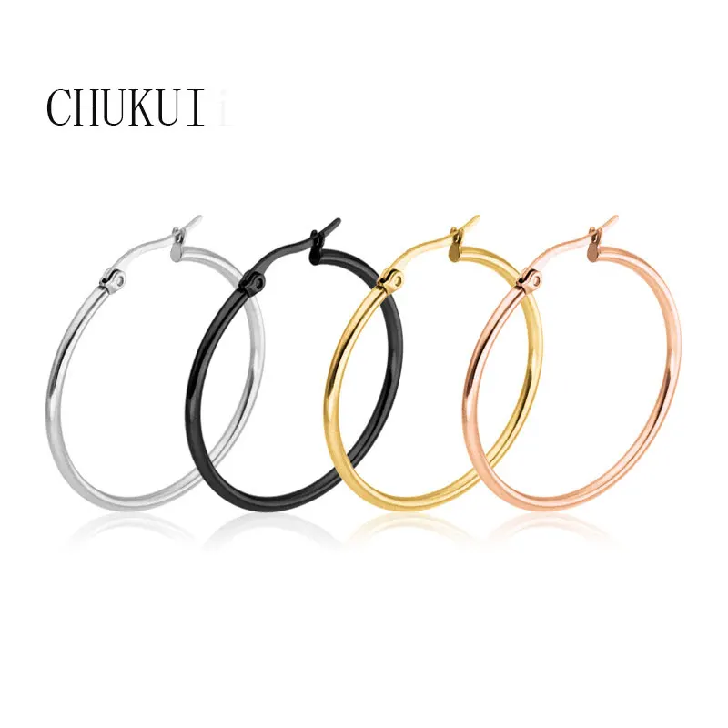 CHUKUI ювелирные изделия из нержавеющей стали женские круглые серьги-кольца