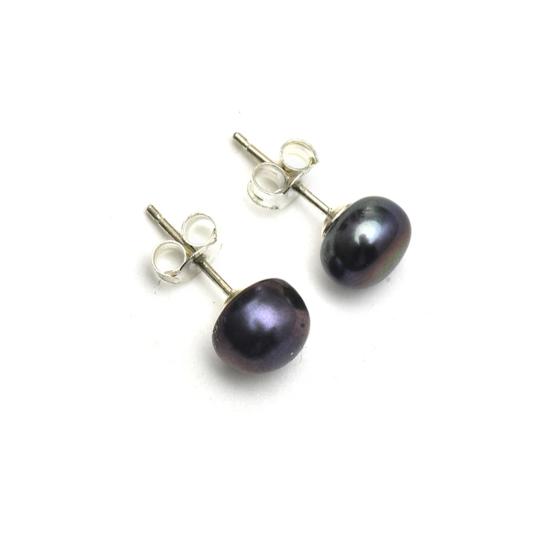 Wholesale Size For Black Pearls 10-11mm 925 Sterling Silver Making DIY Freshwater Earrings Elegant Women Gifts H582 | Украшения и