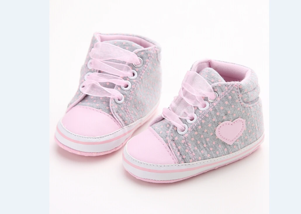 Серый Emmababy для маленьких девочек Обувь для новорожденных хлопок кроватки обувь мягкие Нескользящие милые туфли 0-18 м - Цвет: Серый