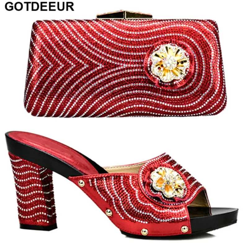 New Arrival Italian Ladies Shoe and Bag Set Decorated with Rhinestone African Design Italy | Обувь