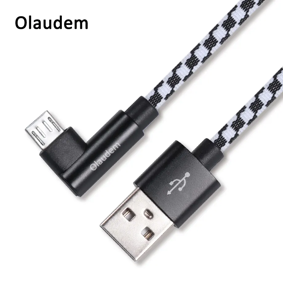 Olaudem кабели для мобильных телефонов 5 в 2A нейлоновая оплетка Кабель USB Micro 90