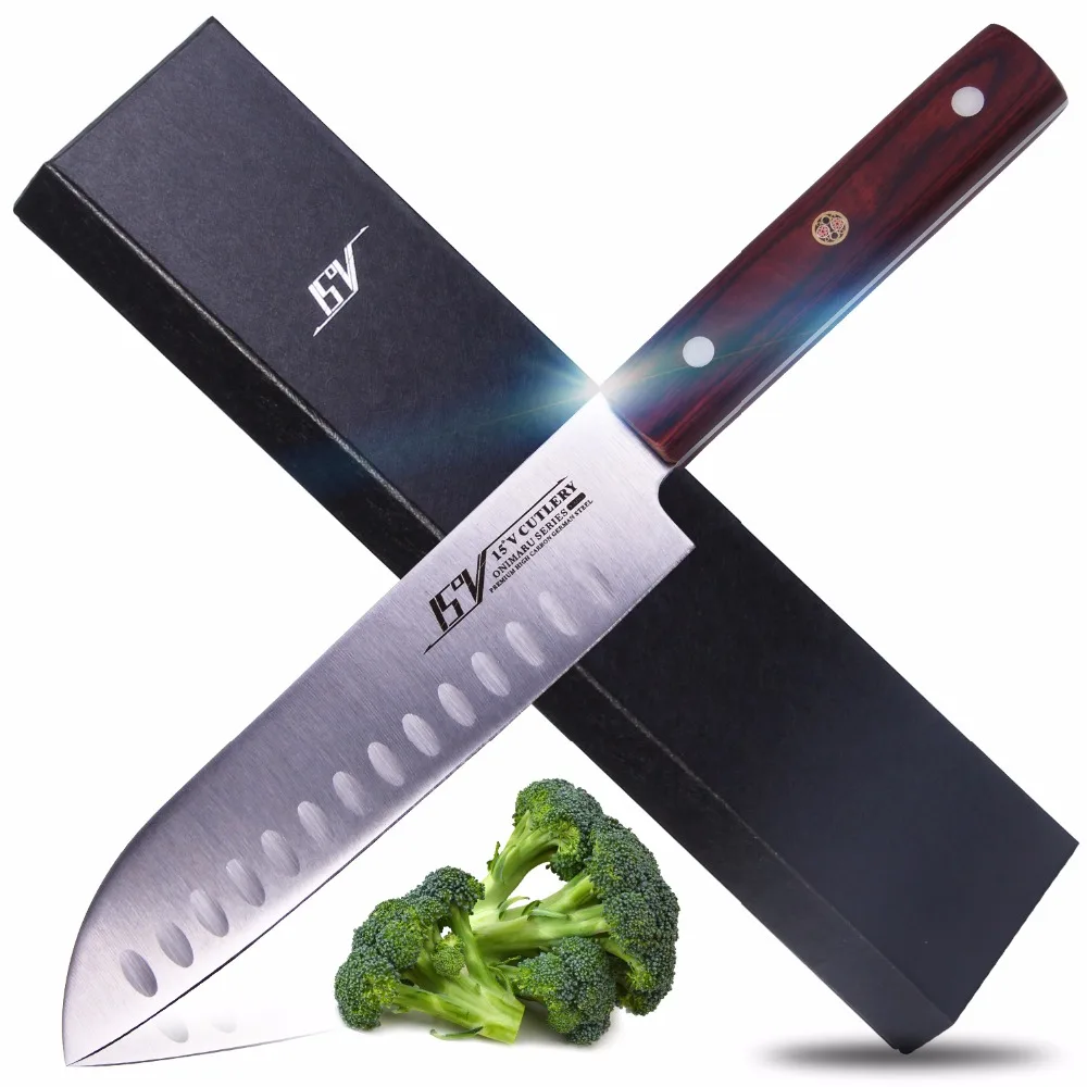 15V нож Santoku высокоуглеродный немецкий кухонный из нержавеющей стали 1 4116