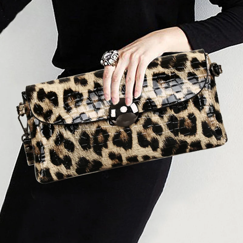 Сумка кошелек из спилка и кожи с леопардовым принтом|evening clutch bags|bag ladiesladies shoulder bag |