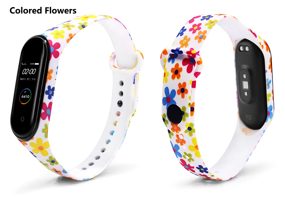 BOORUI новейший mi band 4 ремешок водонепроницаемый силиконовый ремень с цветами mi band 4 аксессуары сменный ремешок для xiaomi mi 4