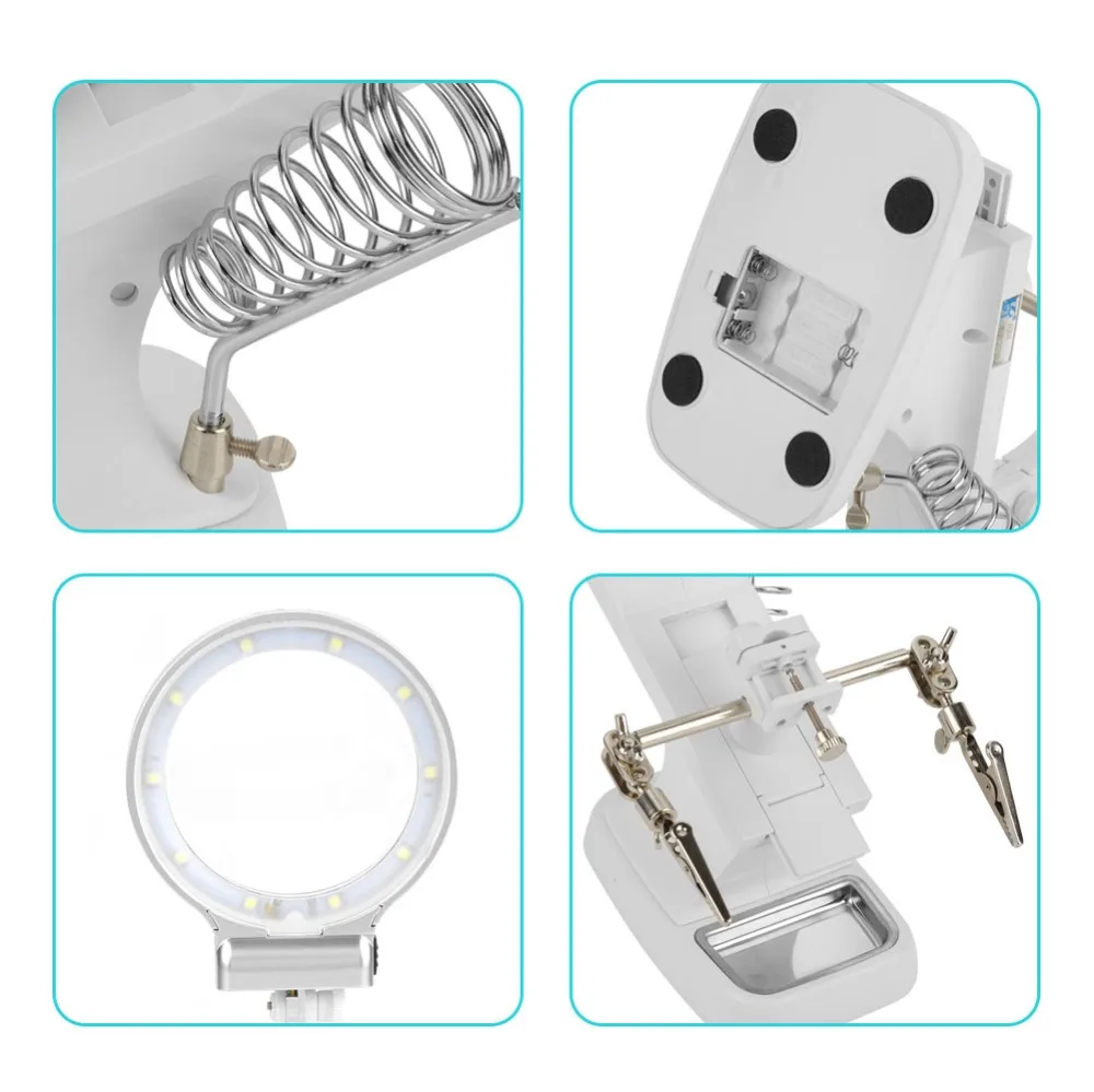 Ремонтная Лупа со светодиодной подсветкой настольная увеличительная стеклянная