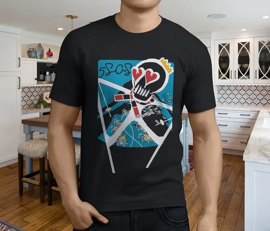 Популярные 5 секунд летние юниоры Для мужчин черный футболка Hipster Прохладный топы