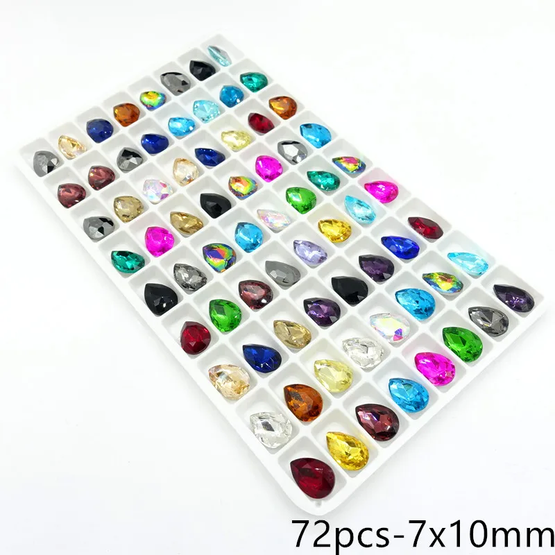 Смешанные цвета стеклянный кристалл в форме слезы Drop Стразы Loose Beads 7x10 мм 10x14 13x18