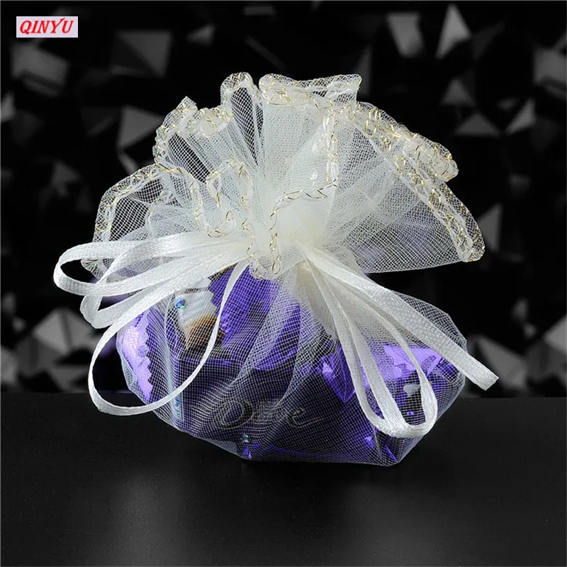 100 шт. свадебные украшения из органзы упаковка для ювелирных изделий фатиновая