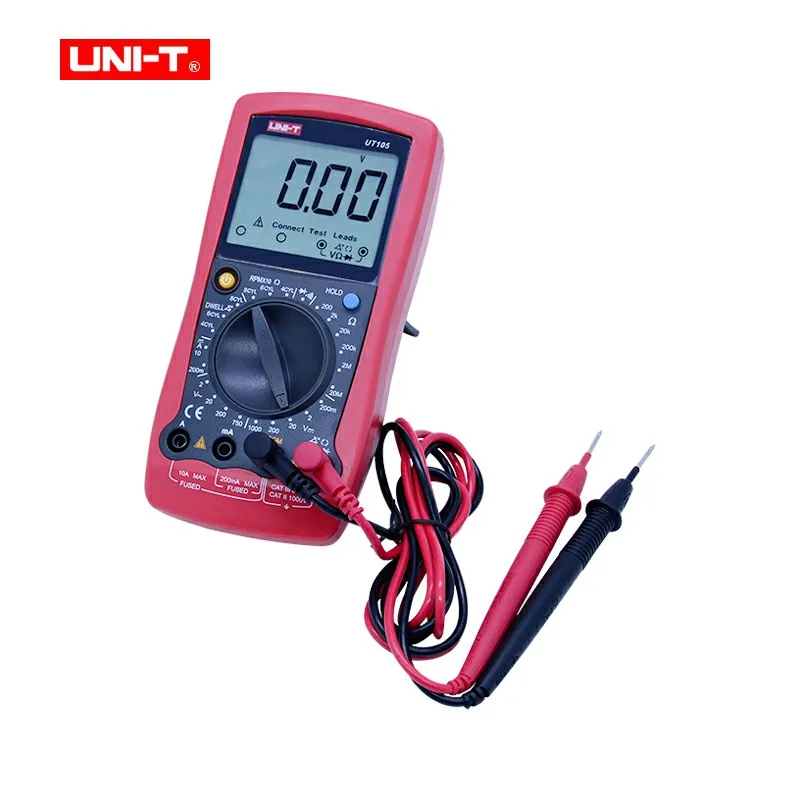 UNI-T UT105 Automobile  Multimeter 2000 count Data hold AC DC volt DC current meter Resistance Diode/Continuity buzzer tester