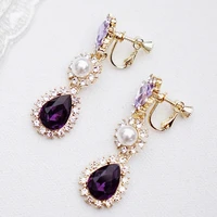 korean new boho water purple dangle earrings vintage silver white cz zircon crystal charming earrings for women jewelry gifts