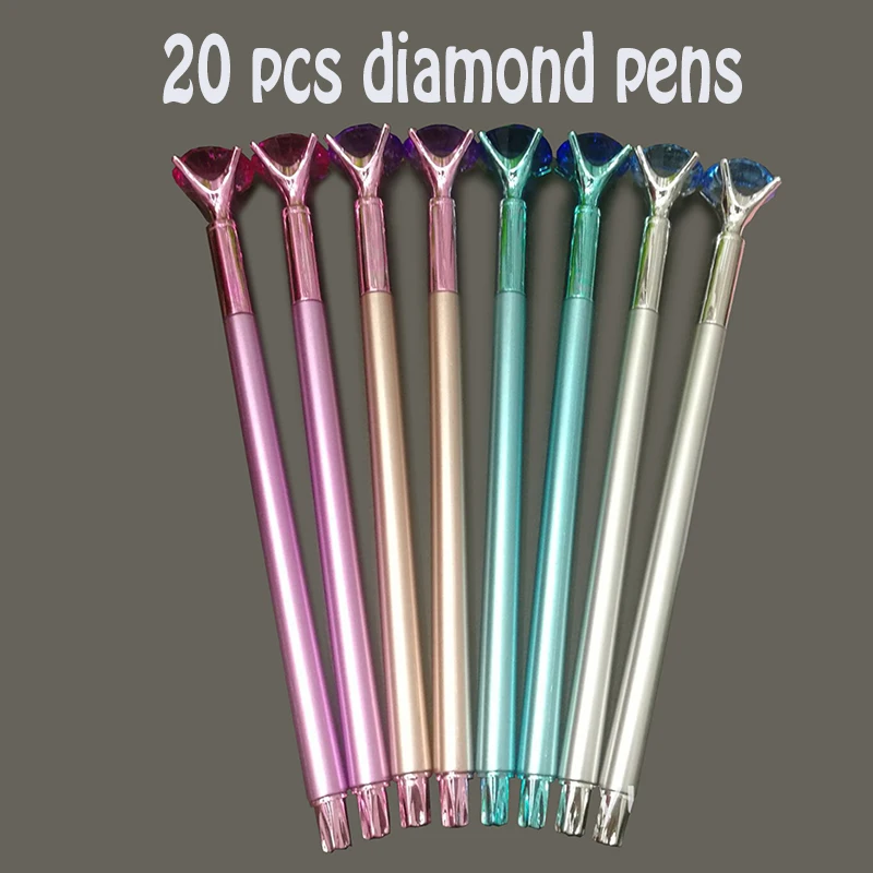 20 PCS Pens 20 шт Кристальные шариковые ручки для письма, роскошные стразы с бриллиантами и драгоценными камнями, модная ручка, пуля, журнал поставок для девочек, рождественский подарок - Цвет: 20 PCS Pens