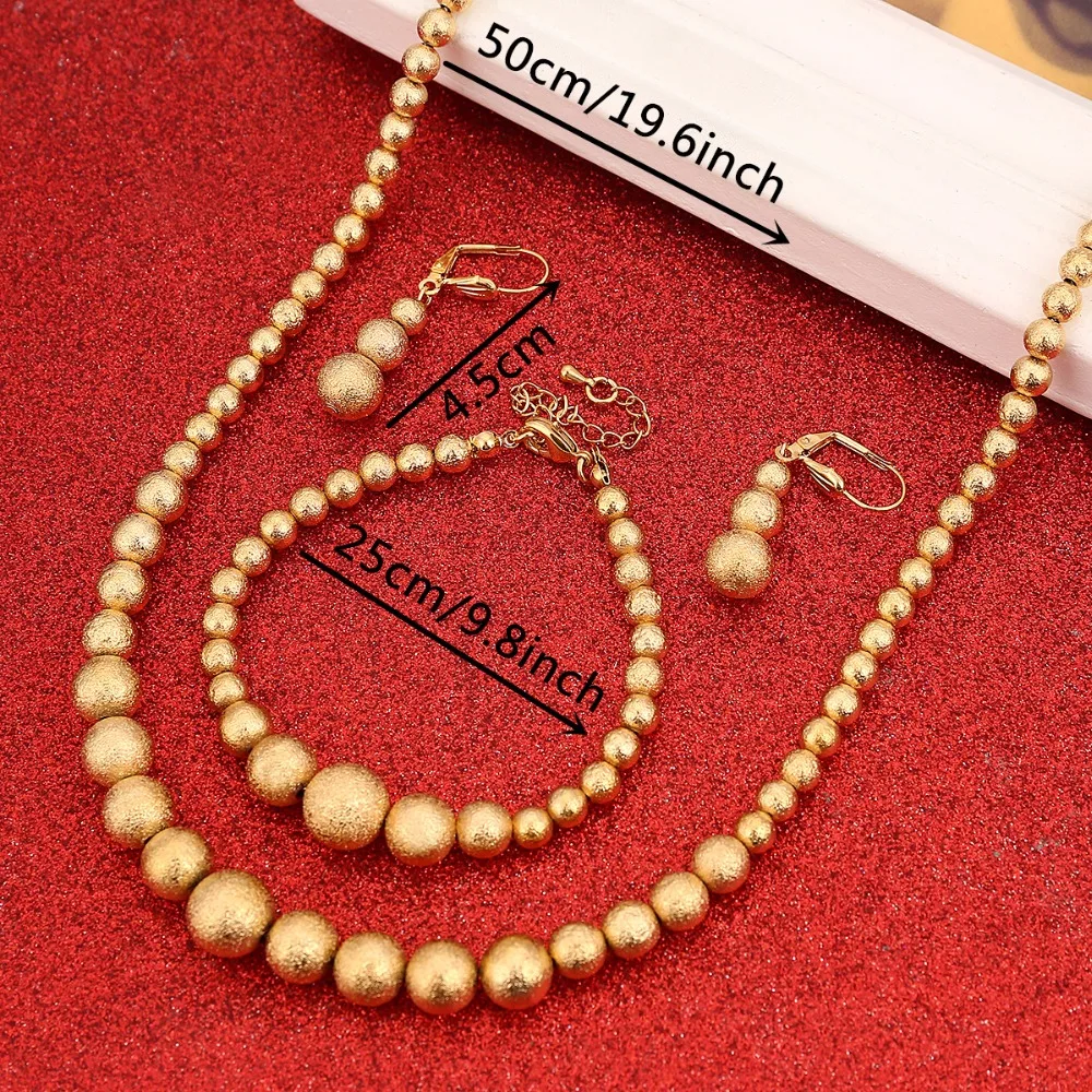 Ball Beaded Earrings Bracelet Set Jewelry Gold Bead Women Wedding for Arab African Ethiopian Indian | Украшения и аксессуары