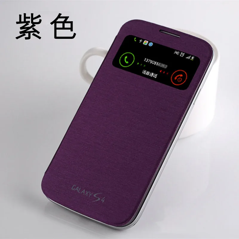 Purple Чехол NECONO для samsung galaxy s4, чехол из искусственной кожи с простым окном и функцией сна и пробуждения, умный флип-чехол для galaxy s4 - Цвет: Purple
