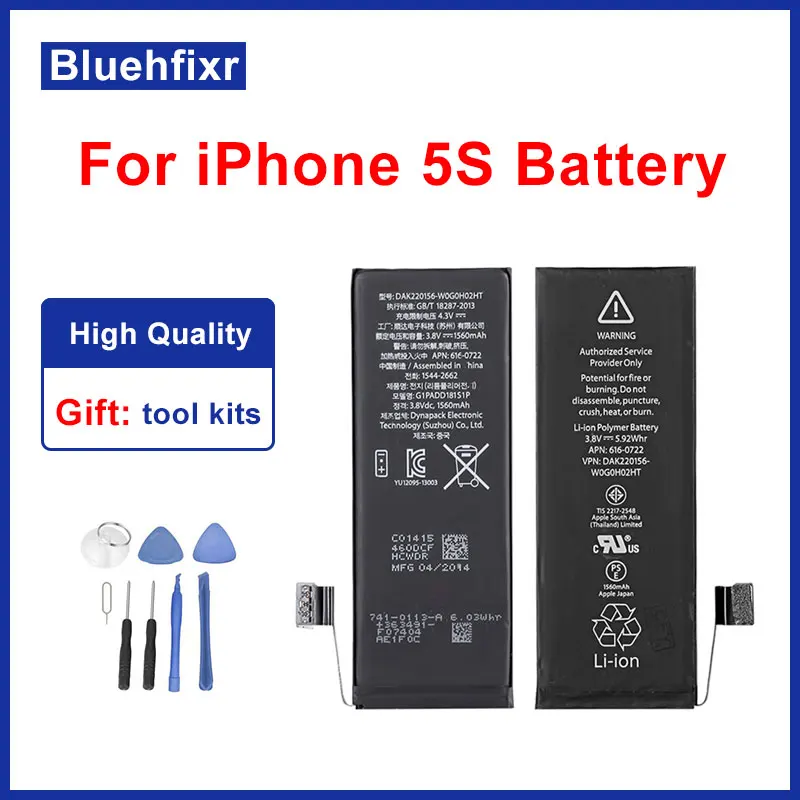 Новинка 1550mAh литиевая батарея для Apple iPhone 5S 3 8 V литий ионная внутренняя Замена батареи + Бесплатные