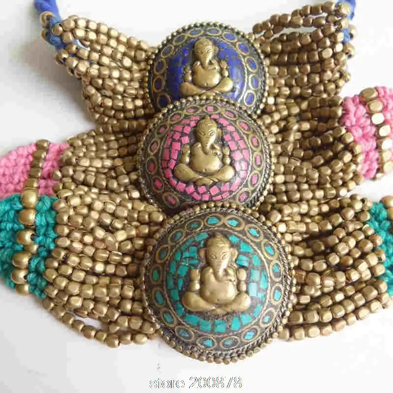 BB 356 индийские Мини золотые бусины браслет в виде слона с амулетами Ganesha подвески