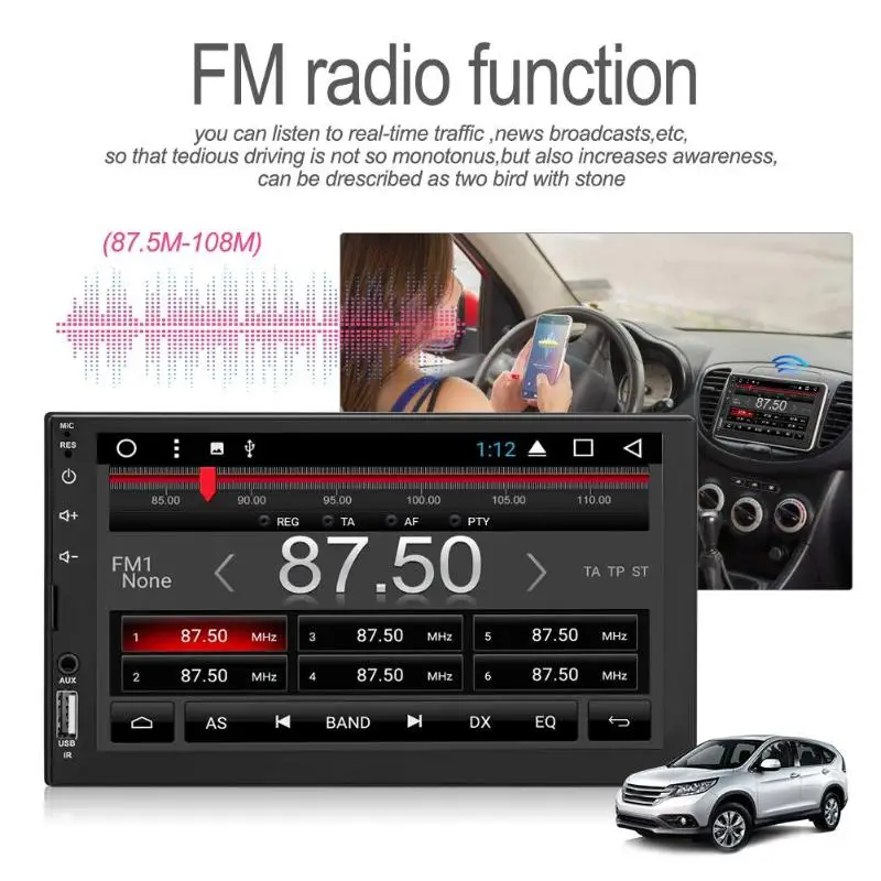 Новый 7 дюймовый 2Din сенсорный экран стерео MP5 плеер FM радио Bluetooth головное