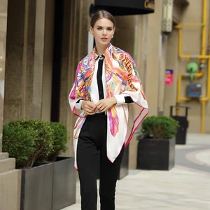 Роскошный брендовый шелковый шарф, женские шарфы с леопардовым принтом, женская модная квадратная шаль, 130 см * 130 см, большой хиджаб, шали, шарфы для женщин