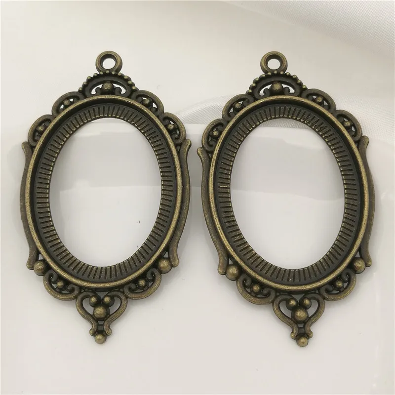 

20 pieces/lot Size 65x36mm Fit 30X40mm Zinc Alloy Antique Bronze Blank Pad Tray Pendant Base Cameo Setting DIY Jewelry Finding