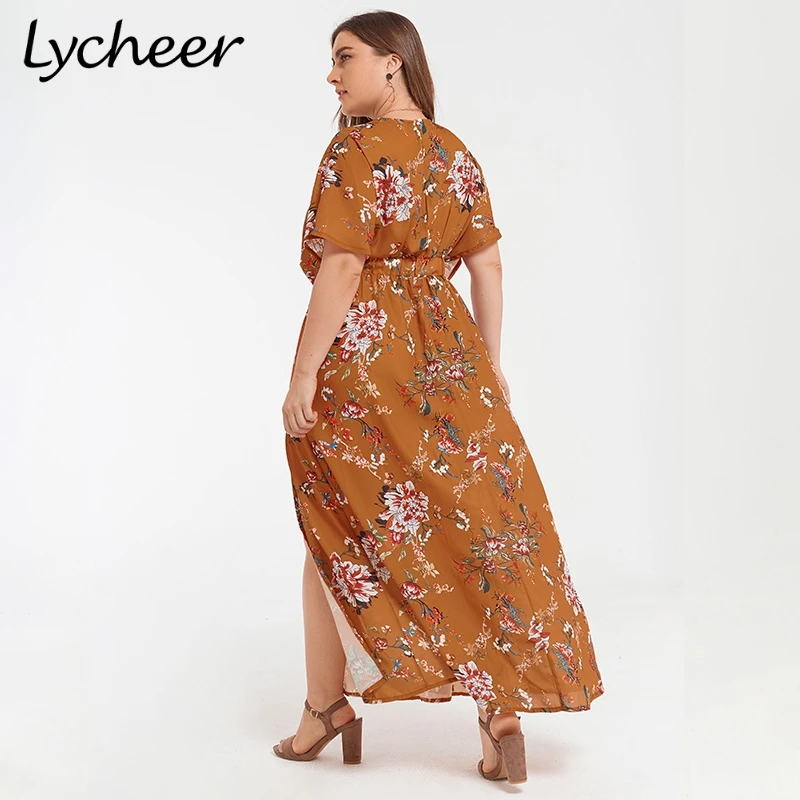 Женское винтажное платье с цветочным принтом Lycheer летнее пляжное коротким
