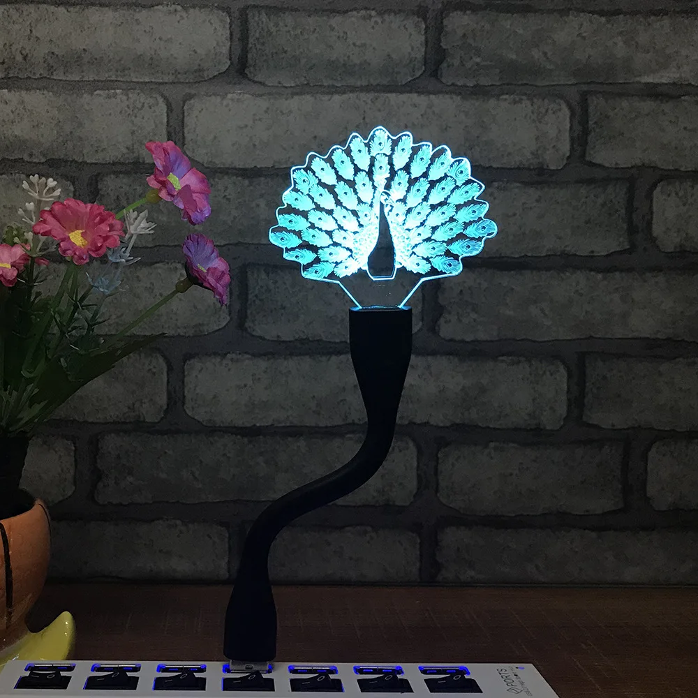 Креативный Ночной светильник Павлин портативный USB цветной мини с клавиатурой