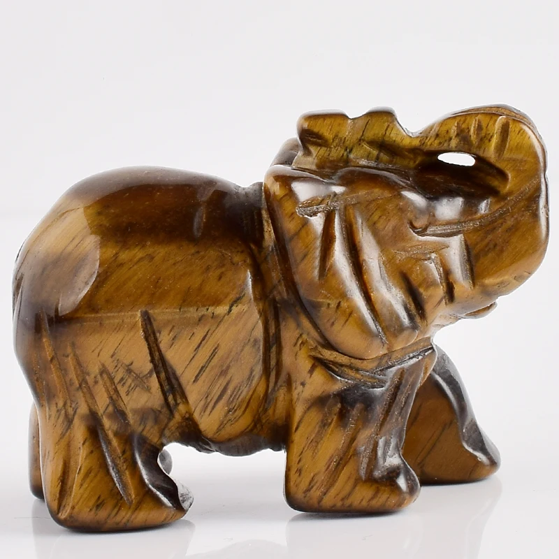 2 Дюймовая искусственная резная природная камень тигровый глаз слон мини статуя