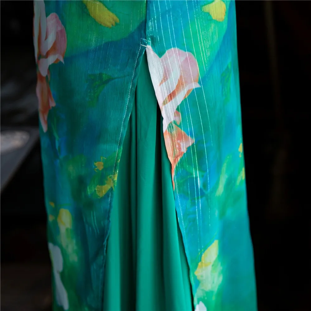 Женское платье Ципао традиционное длинное с цветочным принтом|ao dai|ao dai dressesvietnamese
