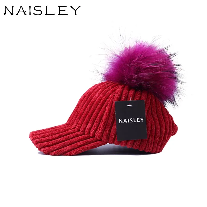 Naisley новые женские Модные шляпа Бейсбол женский Кепки реального норки англичане