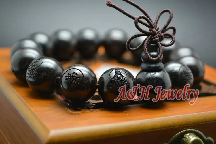 10 шт. резные круглые бусины из черного палисандра 15 мм |