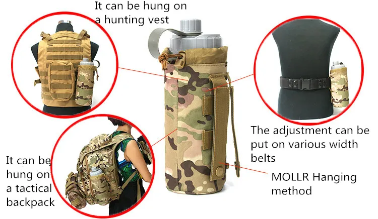 Спорт на открытом воздухе Molle бутылка для воды мешок Тактические шестерни чайник талии армии вентиляторы Кемпинг гидратации бутылки зонтик сумка