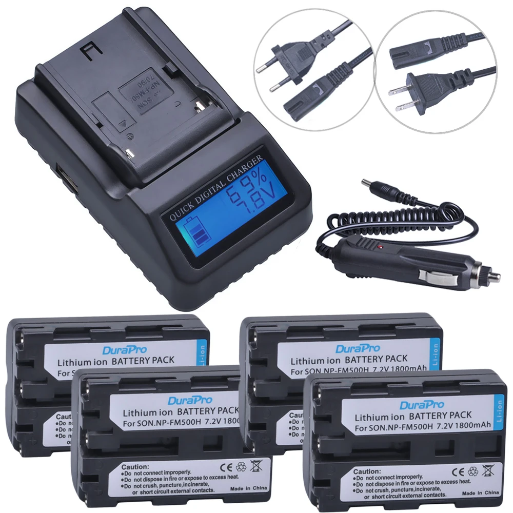 4 шт. 7.2в NP-FM500H NP FM500H аккумуляторная батарея для камеры + ЖК-зарядное устройство Sony