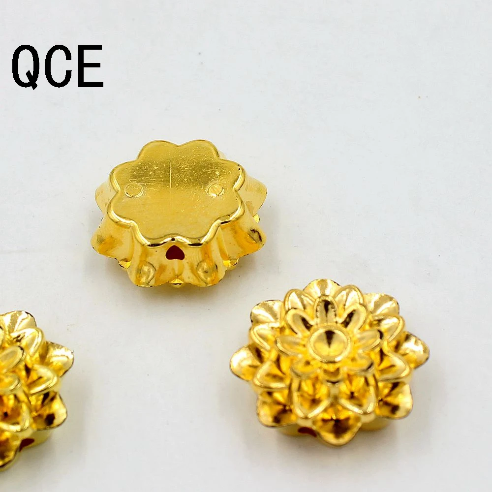 Бесплатная доставка 12 мм/20 мм двойное отверстие цвет золотой круглый жемчуг