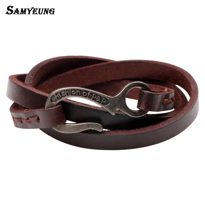 Samyeung Панк ручной работы DIY Браслеты крючки Homme из натуральной кожи мужской