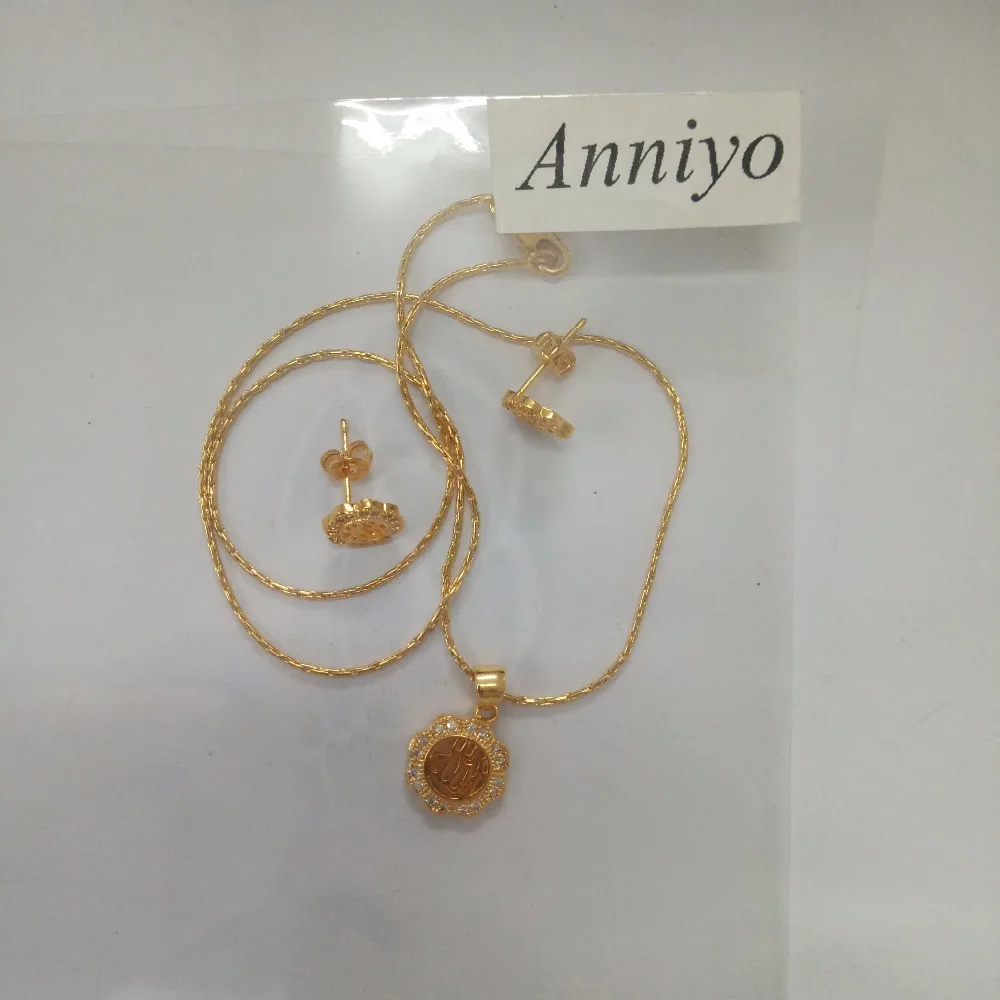 Ожерелье и серьги-подвески Anniyo лах из циркония мусульманский кулон для девочки