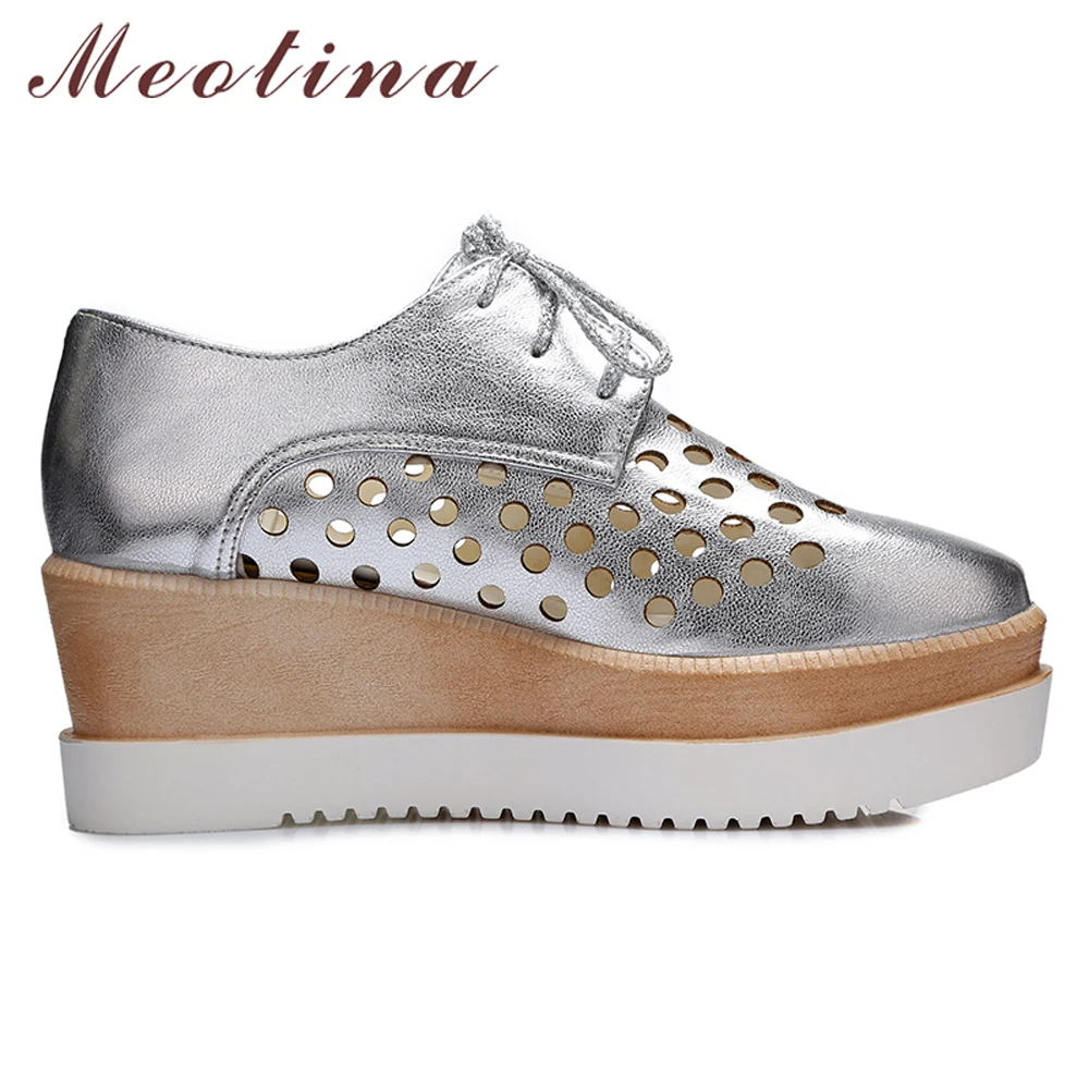 Женские повседневные туфли-лодочки Meotina Осенняя обувь на платформе с квадратным