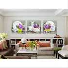 Триптих 5D алмазная вышивка ваза с лавандой посуда diy алмазная живопись 3 шт. вышивка крестиком нордическое украшение для кухни A36