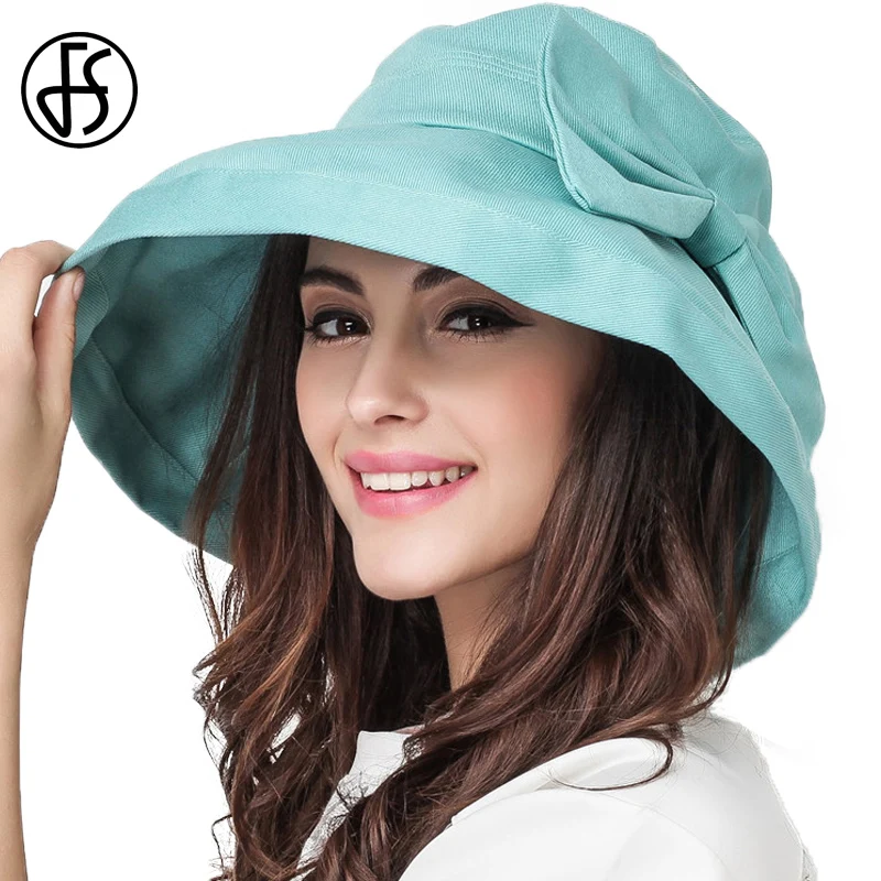 FS большой шапки бини для женщин Хлопок Складная летняя шляпа с широкими полями