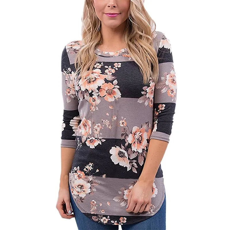 Shein женская блузка с круглым вырезом шифоновая Повседневная рубашка рукавами три