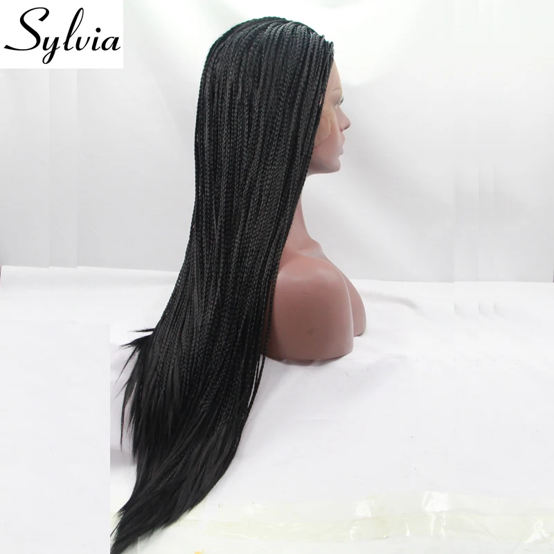 Sylvia натуральные черные плетеные косички синтетические кружевные передние