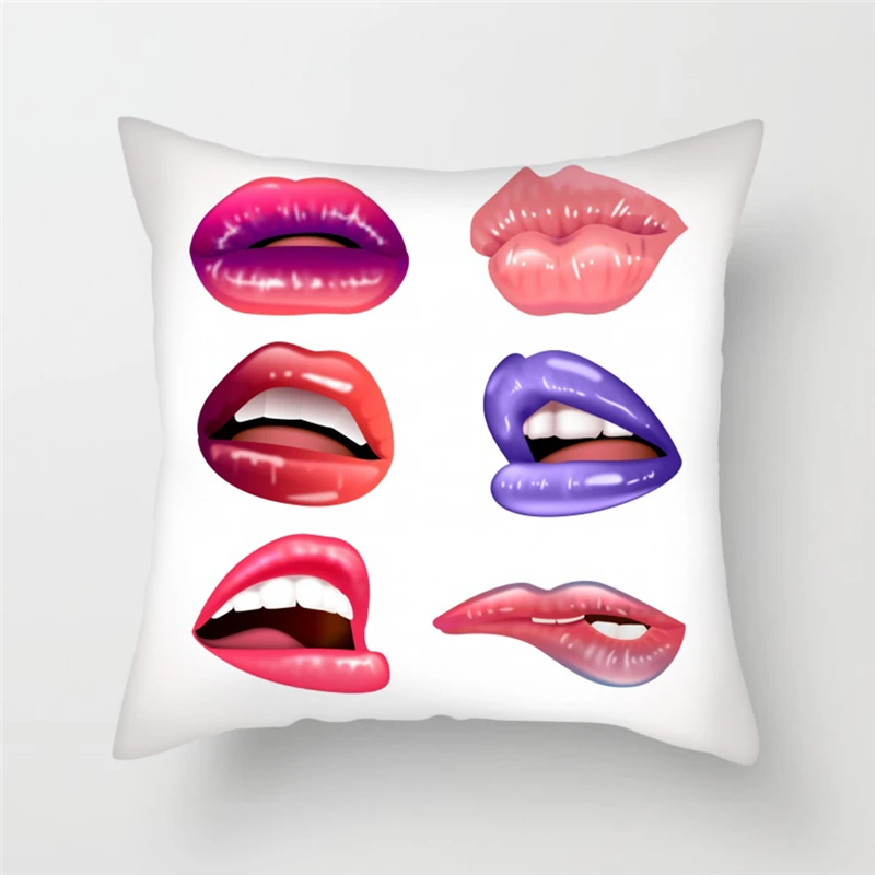 Fuwatacchi Lips Lipstick High Heels Printed Pillow Cover Cute Makeup Style Cushion Girls Decorative for Sofa Office | Дом и сад