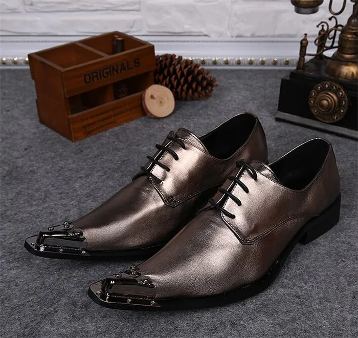 

Men's shoes spring summer pointed toe lace-up British business casual shoes leather iron head breathable low top shoes
