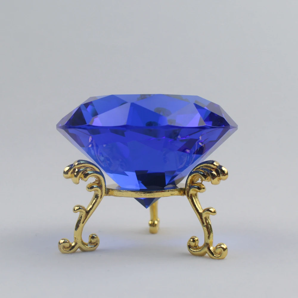 

Bling Royal Blue Color Crystal Diamond Paperweight Office Desk Fengshui Crfats decor Home Decoration Aceessories
