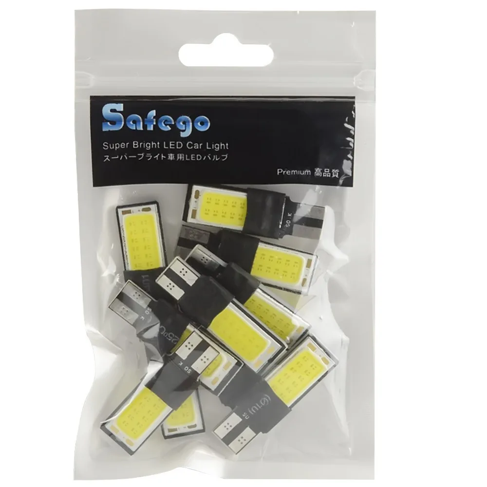 Safego 10 шт. T10 светодиод 194 168 W5W Высокое качество COB внутренсветильник лампа свет