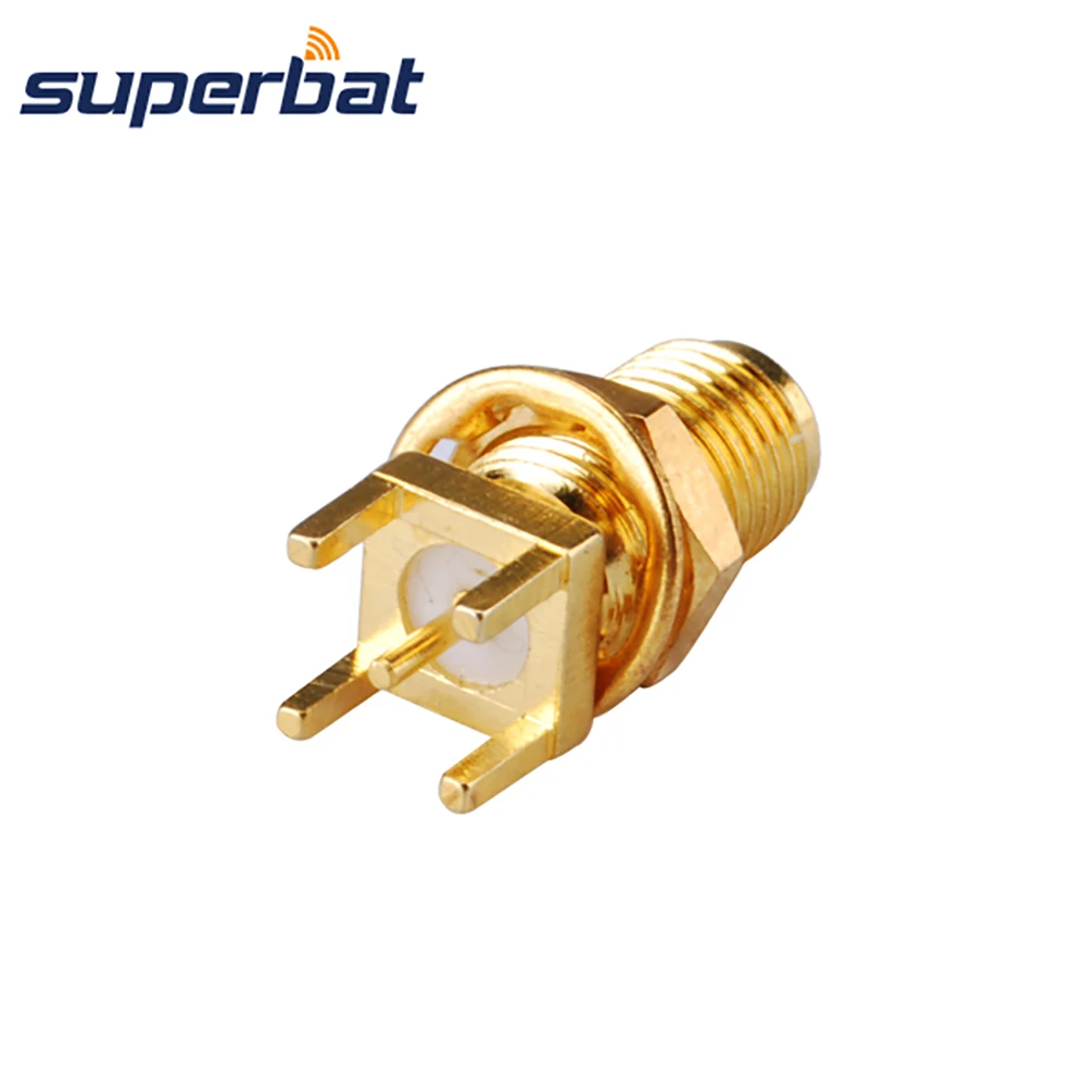 

Superbat SMA Female Bulkhead PCB Mount Thru Hole Straight RF Coaxial Connector Goldplated