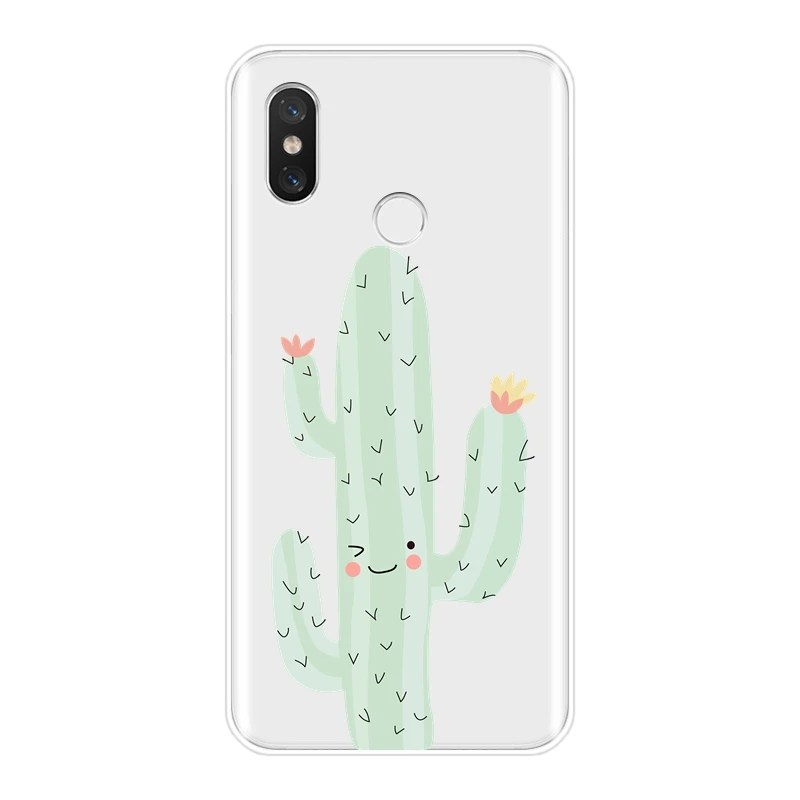 Чехол для Телефона С КАКТУСОМ и цветами Xiaomi MI A1 A2 Lite Mi5 Mi6 Mi8 силиконовая Мягкая