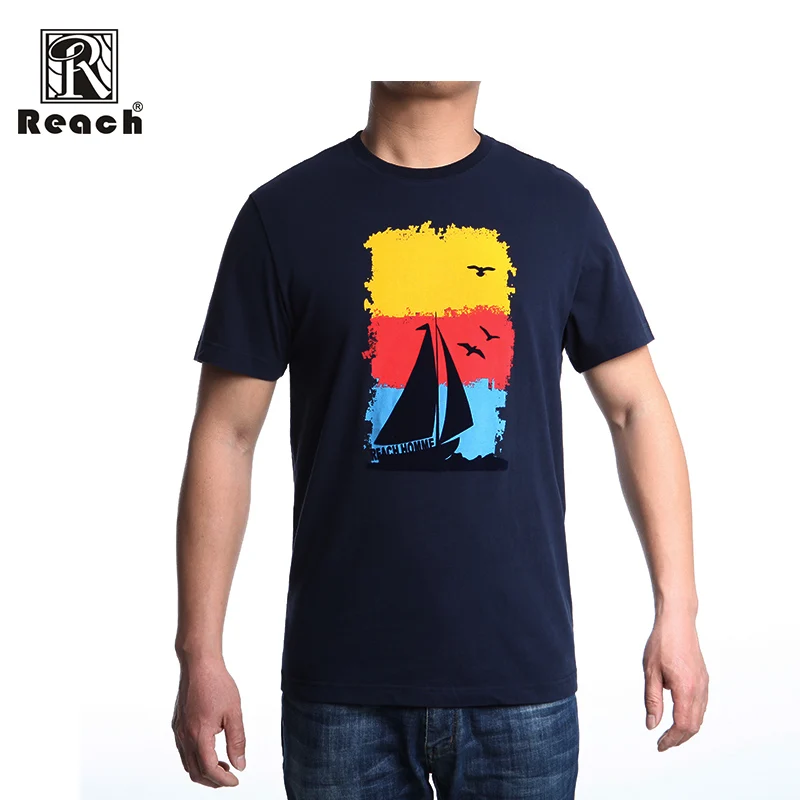 REACH картина с кораблем для мужчин s футболки модные короткий рукав Футболка