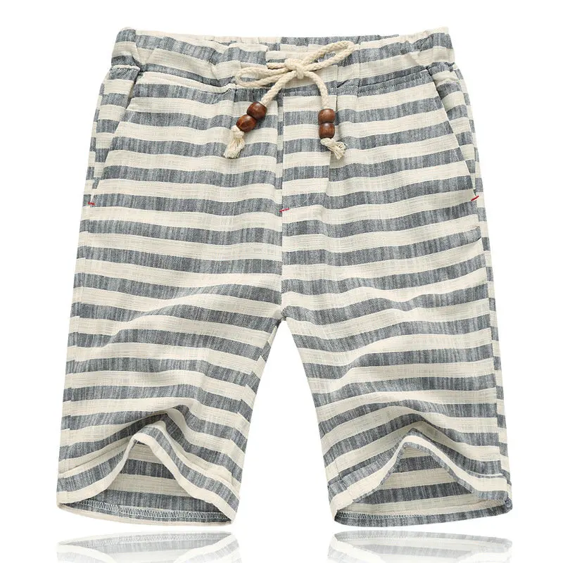 Summer New Cotton Linen Casual Shorts Men Grid Hot Mens Bermudas Shorts Comfortable Male Beach Shorts - Цвет: Item 310