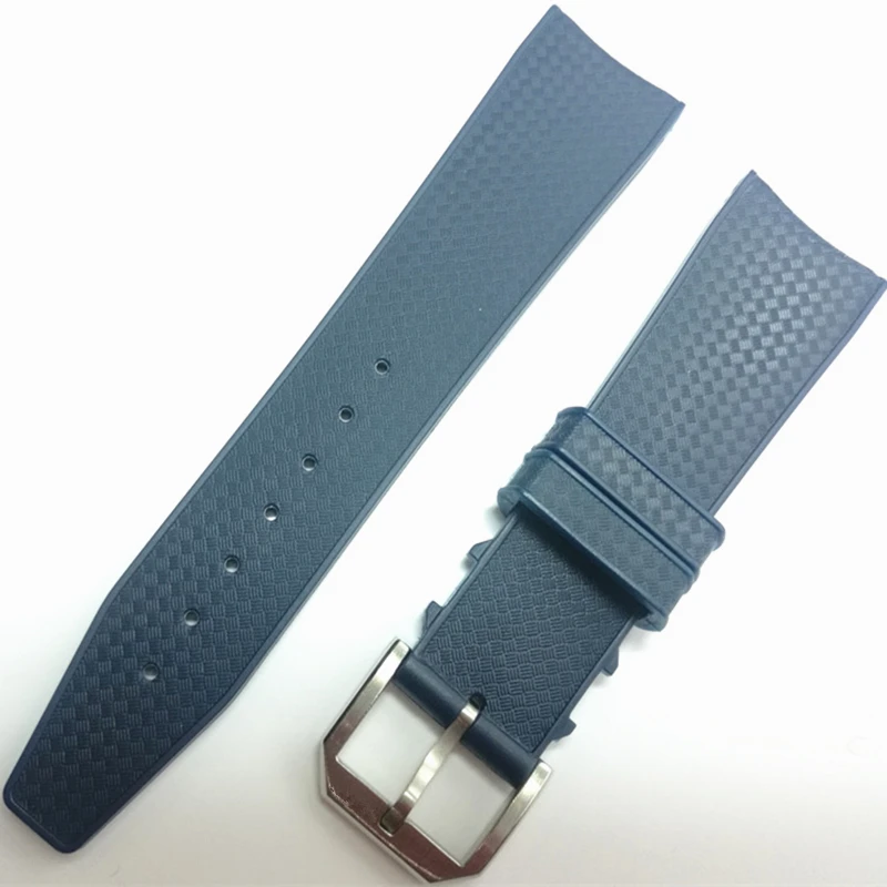 MERJUST Brand 22mm Rubber Silicone Watchband Black Blue Watch Strap For IWC PILOT PORTUGIESER IW323101