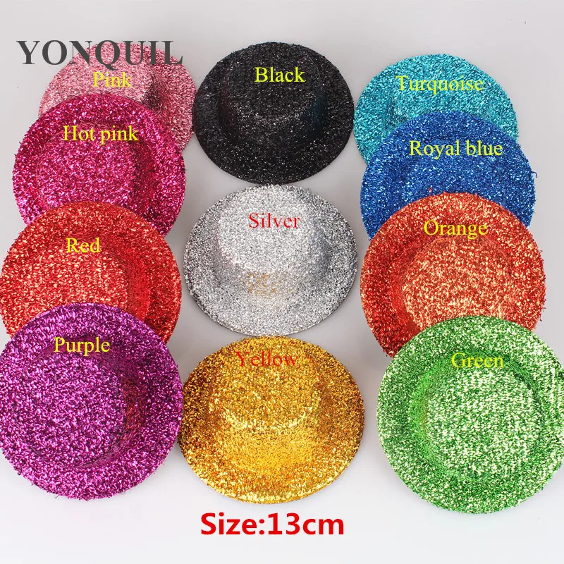5,"(13 см) 11 цветов BLINGBLING mini top вуалетки шляпы женские вечерние шляпы, аксессуары для волос DIY 12 шт./лот MH008
