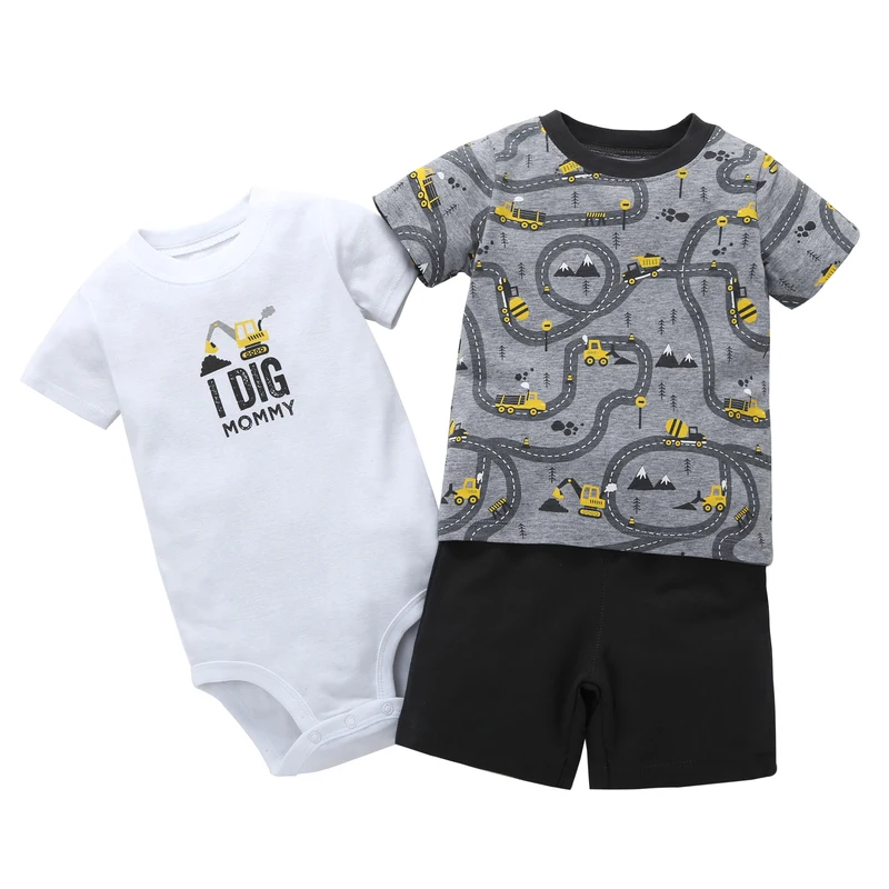 summer boy clothes newborn baby set letter T-shirt tops+bodysuit+shorts costume infant clothing new born outfit babies suit 2021 |
