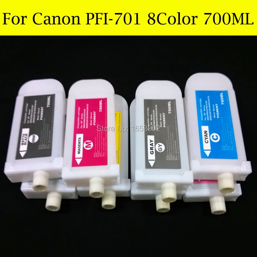 Перезаправляемый картридж 8 шт./лот для принтера Canon PFI701 PFI-701 iPF9000s/8010s/9000s/9010s без